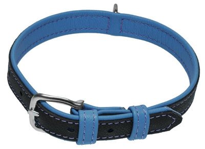 Dogline Soft Leather Dual-Color Flat Dog Collar