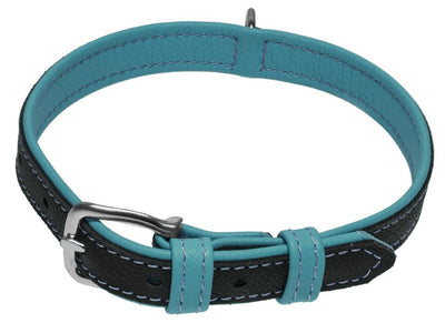 Dogline Soft Leather Dual-Color Flat Dog Collar