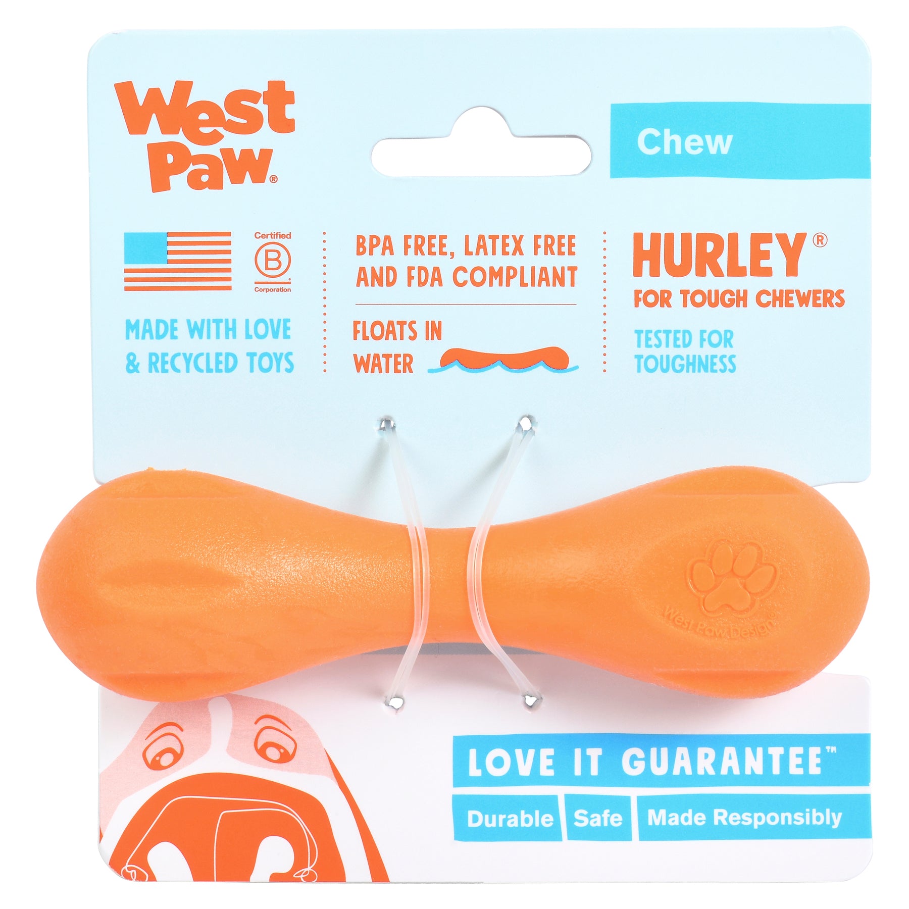 West Paw Hurley Dog Bone Toy Keep